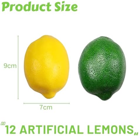 12 Pcs Fake Lemons Set Realistic Artificial Fruit for Home Decor and Photography
