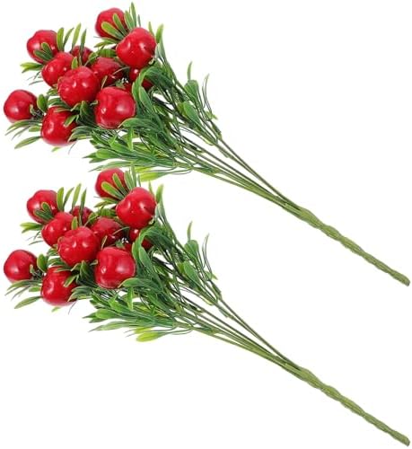 PRETYZOOM Artificial Apple Branches 2pcs Decor Vase