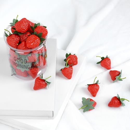 Notakia 80Pcs Fake Strawberries Artificial Fruit Decor