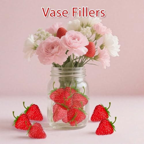 50 pcs Artificial Strawberries Decor for Cakes and Parties