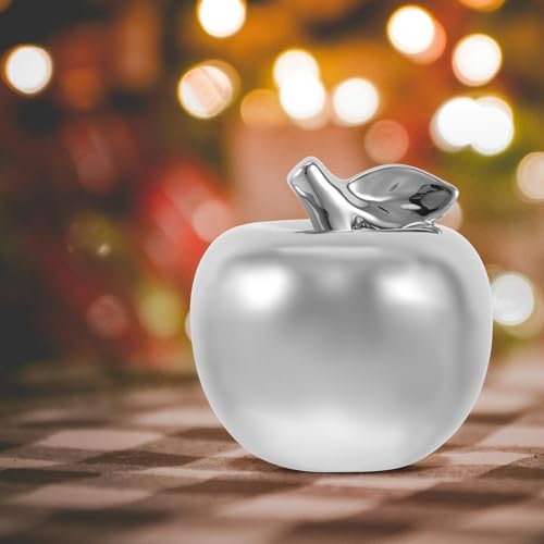 PartyKindom Ceramic Apple Ornament Silver Figurine Decor