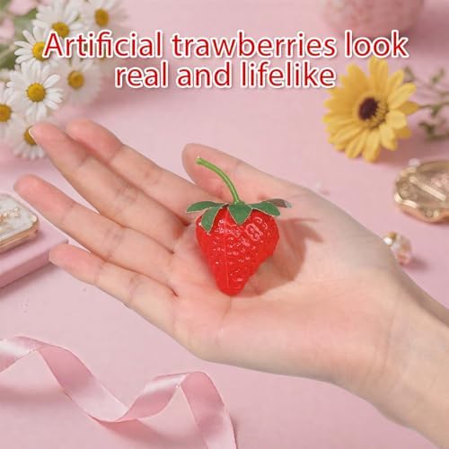 50 pcs Artificial Strawberries Decor for Cakes and Parties