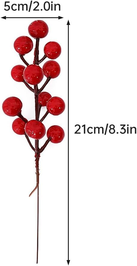 Red Fruit Flower Decoration Artificial Christmas Ornaments 20 Branches