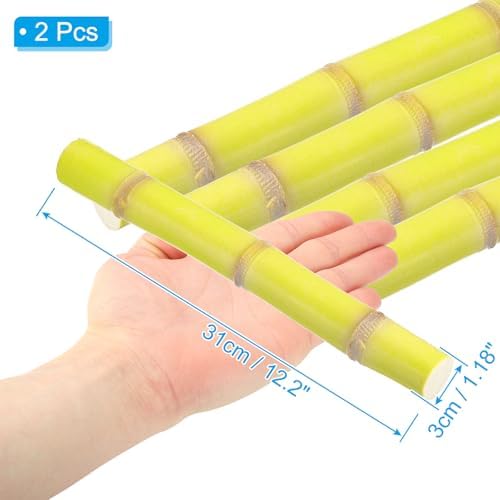 PATIKIL 2 Pcs Artificial Green Sugarcane for Home Decor