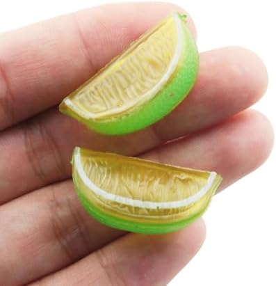 TAODAN 10PCS Artificial Green Lemon Chunks Display Props