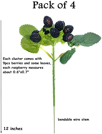 M2cbridge 4PCS Artificial Raspberry Red Berry Strawberry Faux Fruit Decor