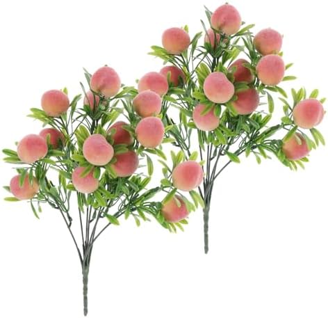 Artificial Peach Branches Vase Decor Set