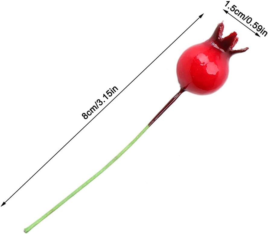 20 Pcs Artificial Fruit Mini Fake Pomegranate Decor on Wire
