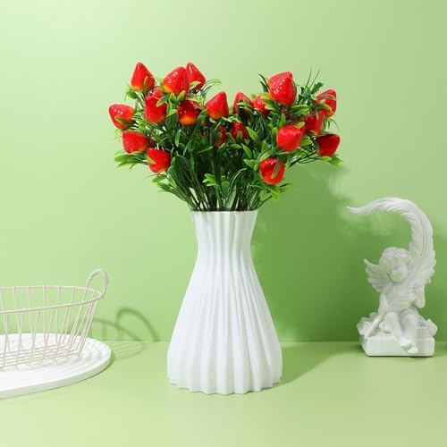 3pcs Plastic Strawberry Picks Red Artificial Fruit Branch