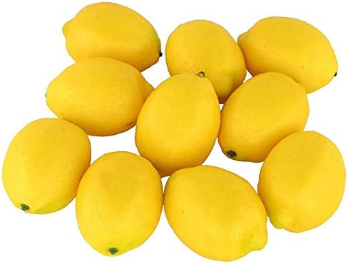 KABAKE Faux Yellow Lemons Artificial Fruit 10 Pack