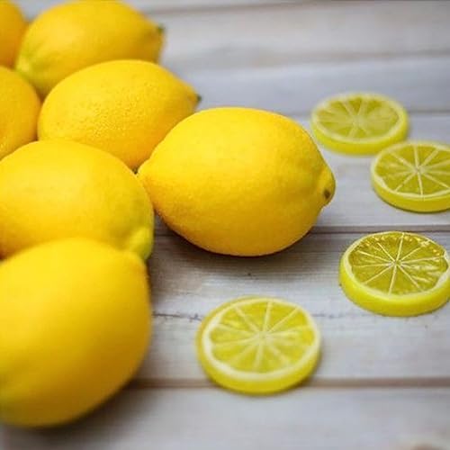 GSHLLO 4 Pcs Artificial Yellow Lemons Realistic Faux Lemon Vase Filler
