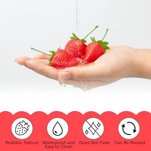 Lyrow Realistic Artificial Strawberries 150 Pcs Decor