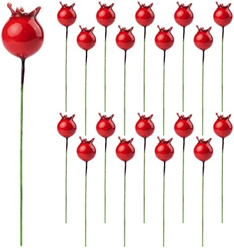 RAYNAG 100 Pieces Mini Artificial Pomegranate Decor Red