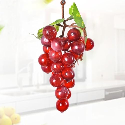 Woohome 8 Bunches Artificial Red Grapes with Vines