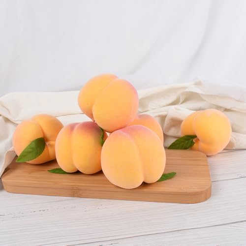 HUIANER Artificial Yellow Peaches 6PCS Decor Set
