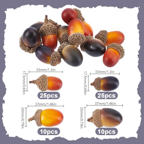 70pcs Artificial Acorns for Crafts and Decor
