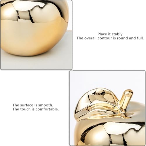 6 Inch Golden Ceramic Apple Decor Sculpture