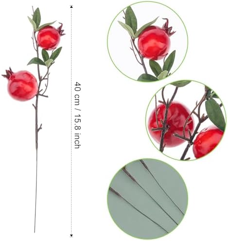Quancru 3pcs Realistic Artificial Pomegranate Branches Decoration