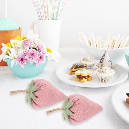 LUOZZY 8 Pcs Faux Fabric Strawberries Decor Set