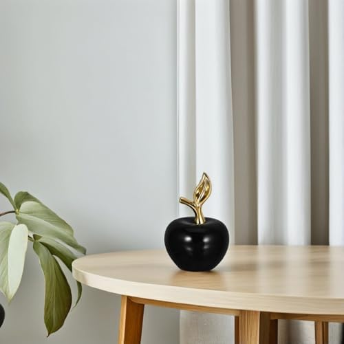 Cabilock Ceramic Apple Figurine Ornament Black