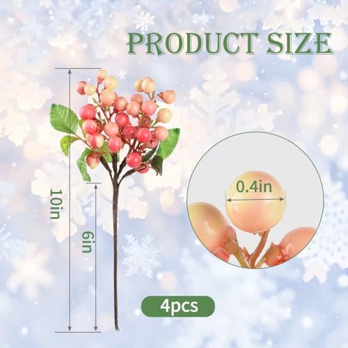HUIANER Artificial Pink White Berry 4PCS for Wedding Decor