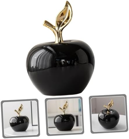 Lifelike Small Ceramic Apple Figurine for Home Office Decor