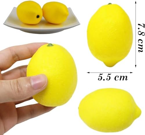 AKOAK 4 Pcs Artificial Yellow Lemon Decoration