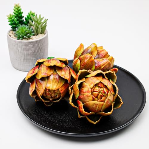 3pcs Realistic Artificial Artichokes Yellow Decor
