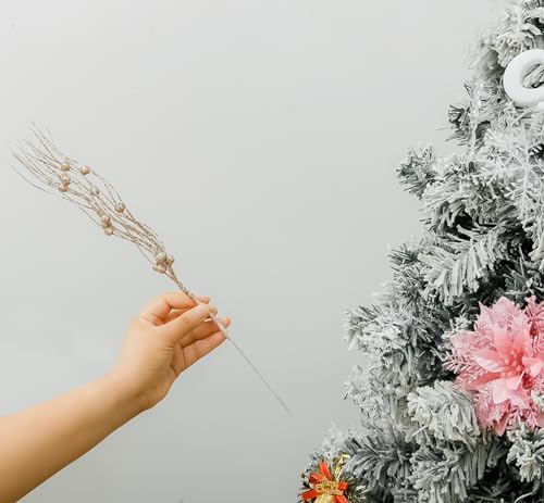18 Pack Glitter Berry Stem Christmas Decor