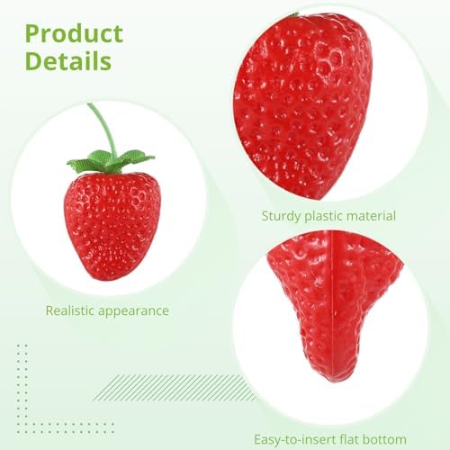 100 Pcs Artificial Red Strawberries Decorations