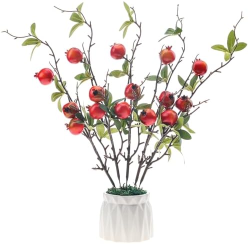 Gresorth Artificial Pomegranate Branches 5pcs Christmas Decor