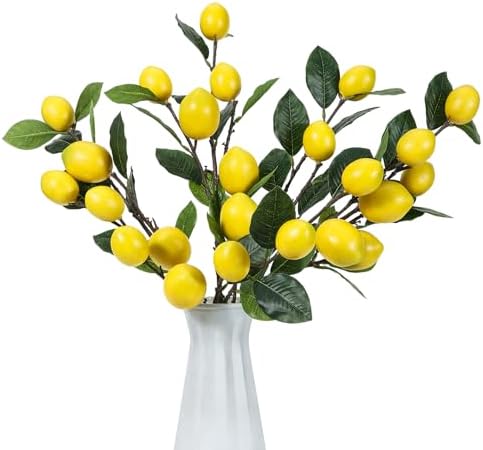DuHouse 3 Pcs Artificial Lemon Branches with Stems