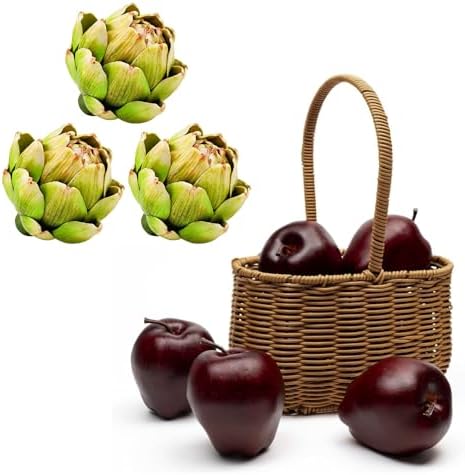 Faux Artichokes and Apples for Decor