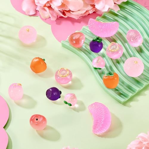 16Pcs Glow in The Dark Mini Pink Fruit Decorations
