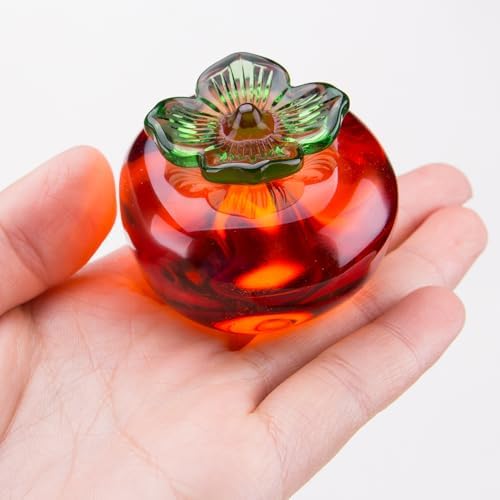 SaiDian 2Pcs Blown Glass Persimmon Pineapple Figurine Decor