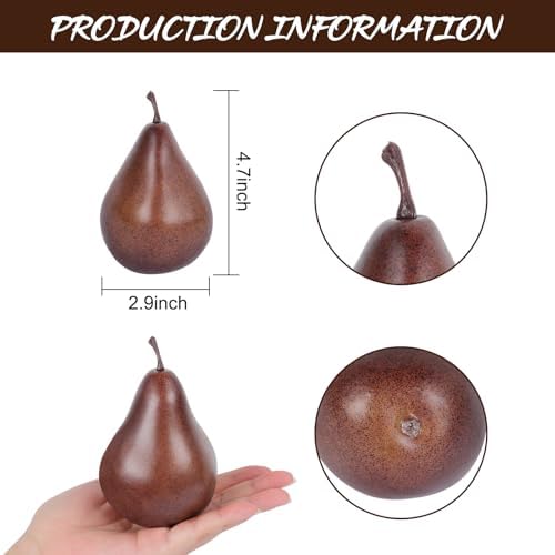 5Pcs Artificial Faux Pears Vivid Brown Lifelike Decor