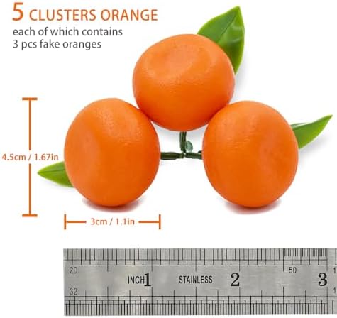 Mini 5 Clusters Artificial Oranges 15Pcs Decoration Props