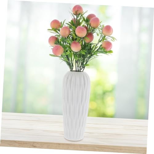 Artificial Peach Branches Vase Decor Set