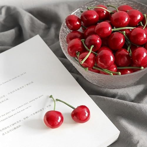 20Pcs Red Artificial Cherries Decoration Decorative Fruit Ornament