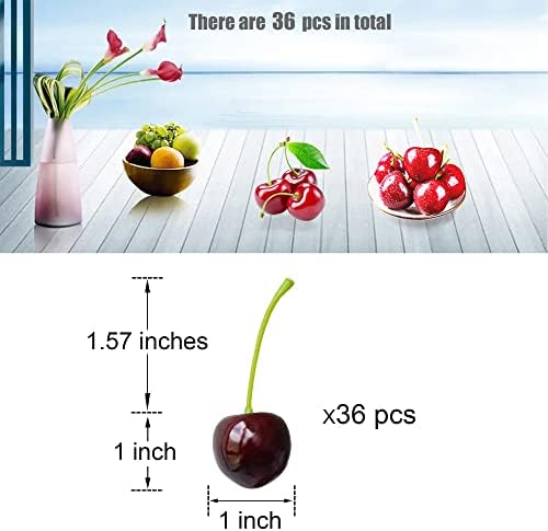 36 Pcs Artificial Lifelike Cherries Decoration Set Black