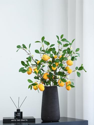 DULRLLY 4 Pcs Artificial Lemon Branches for Home Decor
