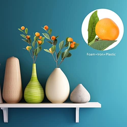 Lifelike Artificial Orange Branch with Green Leaves 65cm