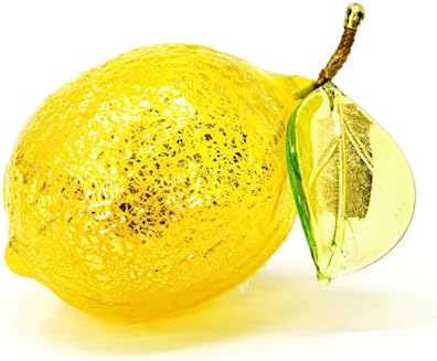 Hand Blown Yellow Lemon Murano Glass Ornament 3 x 2