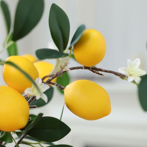 Mizii 5pcs 24 Inch Artificial Lemon Branches with 15 Realistic Fruits