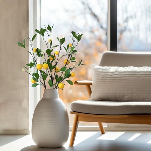 DULRLLY 4 Pcs Artificial Lemon Branches for Home Decor
