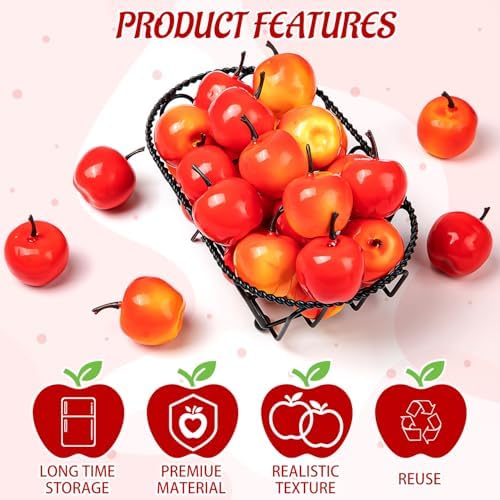 40pcs Fake Mini Red Apples for Decor and Crafts
