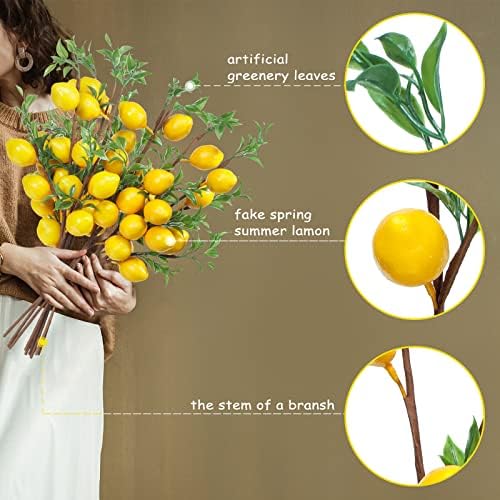 Patelai Artificial Lemon Branches 10 Pack Farmhouse Decor