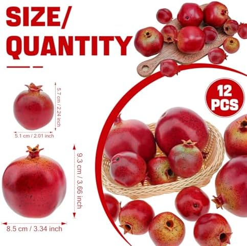 Woration Realistic Artificial Pomegranates 12PCS Home Decor