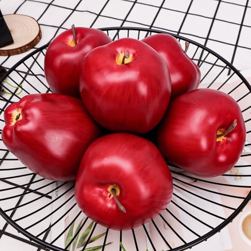 6pcs Artificial Apple Decor for Home Kitchen Office Christmas