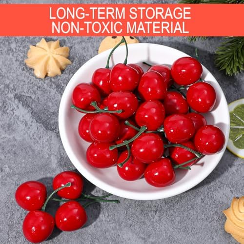 60Pcs Realistic Artificial Cherry Decorations